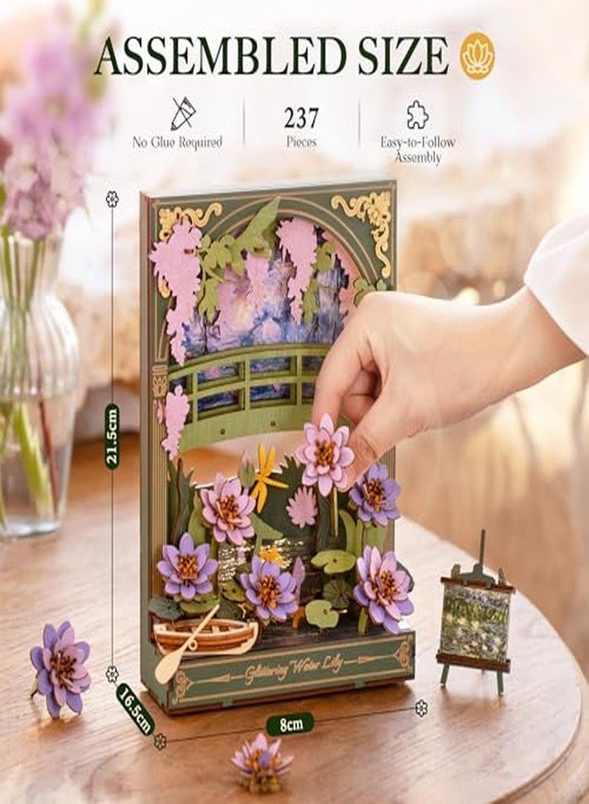 ROBOTIME Wooden Flower Building Sets for Adult with Lights, Wall Art Crafts, Painting Frame Room Decor, Valentine's Day/Anniversary/Birthday Gifts for Women - Image 4